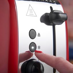 Russell Hobbs 2 Slice Toaster Colours Plus | Stainless Steel Red (Extra Wide Toast Slots, Including Bun Attachment, 6 Browning Levels + Defrost Function, Lift & Look Function, 1600W) | 26554-56 image 3