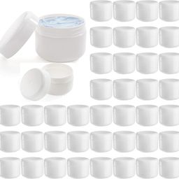 hunky dory 24pcs 25 Grams PET Jar Unbreakable Plastic Pearl White Cosmetics Container for Creams,Lip Balm, Body Butter, Essential oil, Costemic, Makeup Use image 1