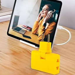 generic 3-in-1 Rotating Wall Adapter Plug, Multi-Device Charging Outlet, Pink, 2-Pin US/EU Compatible Pack of 1 image 4