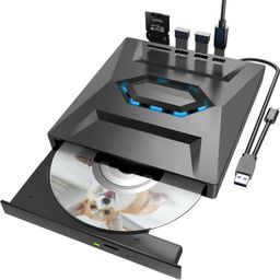 OG X NEXSA External 3.0 & Type-C DVD Writer RW Optical Drive with SD/TF Card Reader, USB 3.0 & USB-C Hub for Laptop, PC, MacBook, Desktop - Black, CD/DVD ROM Burner image 1