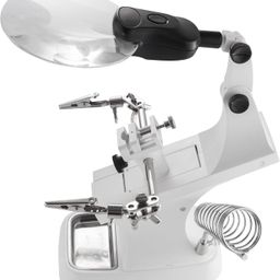 Wagela LED Light Helping Hands Magnifier Soldering Station - 2X 4X USB Lighted Hands with Watch Repair Tools Kit Clamp and Alligator Clips - for Soldering, Assembly, Repair, Modeling,Crafts image 1