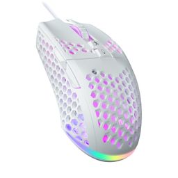 solakaka Wired Gaming Mouse with Honeycomb Shell,Adjustable 12800 DPI,7 Programmable Buttons,Lightweight Gaming Mice Ergonomic Computer Mouse Gaming for Windows/PC/Mac/Laptop Gamer,White image 1