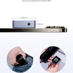 DOCKCASE Pocket M.2 2230 NVMe SSD Enclosure,Support 3s PLP Prevents Write Data Loss,USB 3.2 Gen 2 Type-C (10 Gbps), fits NVMe PCIe, Exclusive to Size 2230,Support M-Key B+M Key UASP (Grey) image 4