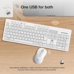 TAG KBWM1000 White Wireless Keyboard & Mouse Combo Kit with USB 2.4Ghz Nano Receiver, Linear Chiclet Keys, Upto 10M Clicks, Full 104 Keys & 10 Multimia Keys, 6 Buttons Mouse, for Windows/Mac/Linux image 3