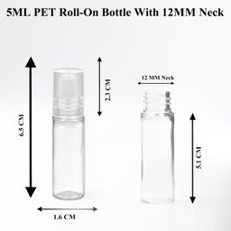 Happy Packaging 5 ml Clear Pet (Plastic) Roll on bottle With Plastic roller on And Clear Cap For Essential Oils | Perfumes | Lip Balms | Refillable | Reusable | Leakproof Bottle (3) image 2