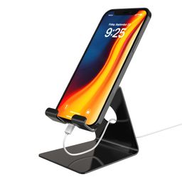 amazon basics Desktop Mobile Stand Phone Mount Tabletop Holder for Phones and Tablets - Black image 1