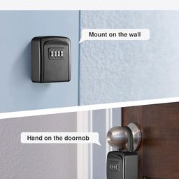 Puroma Key Lock Box, 4-Digit Combination Key Storage Lockbox, Portable Wall Mounted Security Lockbox for Home, Flats, Realtors Garage Spare Keys (1 Pack, Black) image 4