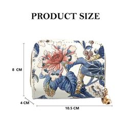 syga Women's Zip-Around Wallet with Flower Pattern, Multi-Card Slots and Coin Holder(Blue) image 3
