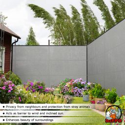 HIPPO - Privacy Screen Fence Heavy Duty Shade Net with Polyester Band, Brass Eyelets & Tie Cords (Charcoal, 1.5 mt X 4 mt) image 3