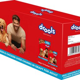 Drools Adult Wet Dog Food, Real Chicken and Chicken Liver Chunks in Gravy,2.25 Kg (150g x 15) Pack of 15 image 1