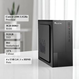 BLUETAIL RETAIL Core i3 2100 Desktop PC with HD Graphics, 8GB DDR3, 512GB SSD, H61 (HDMI/VGA) for Home Entertainment & Office Tasks, 1 Year Warranty image 2