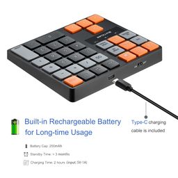 SurnQiee Bluetooth Numeric Keypad, Wireless Number Pad 35-Keys Financial Accounting Rechargeable Number Keyboard for Laptop Desktop, PC, Notebook image 2