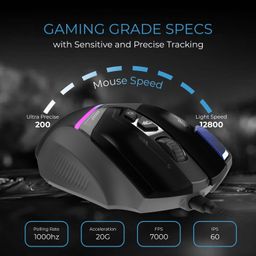 EvoFox Ultra Value Series Blaze Programmable Gaming Mouse |8 Fully Programmable Buttons| Ultra-responsive 7000fps | Gaming Grade Sensitive DPI Upto 12800 |RGB Lights with Music sync Mode | Windows Software image 2