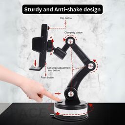 pace Car Phone Holder Mount with a Strong Big 85mm Suction Base. Muti-axis Rotation, Sturdy Built, Big Cell Phone Grip. Universal Cell Mount for Car Hands-Free Operation During Navigation, Calls & Video image 2