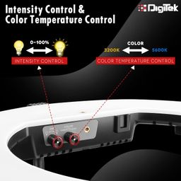 digitek DIGITEK® (DRL 018H) 18 Inch LED Ring Light - AC/DC Power, Color Temperature & Lighting Intensity Control, 180° Rotation, USB Powered - Photo & Video Shoots, Makeup, and YouTube (Without Stand) image 4