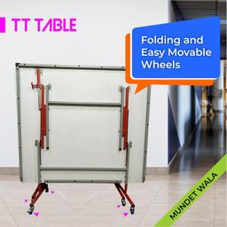 MUNDET WALA ‎Classic Action Wood Table Tennis Table w/Both Side Laminated & Wheels w/Lock (TT Table Net + 2 TT Table Racket & 2 Stiga Balls) (18 mm Top Thickness Action Model) image 4