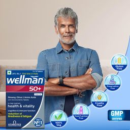 Wellman 50+ Multivitamin Tablets for Men Aged 50+ | Ginseng, Citrus & Amino Acids | Support Health & Vitality | Boost Cognitive & Immune Function | Reduce Tiredness & Fatigue | 30 Veg Tablets image 3