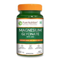 pure nutrition naturals Pure Nutrition Magnesium Glycinate + Zinc - 60 Veg Tablets | Supports Bone, Muscle & Nerve Health | Promotes Relaxation & Quality Sleep | Eases Period Cramps | Enhances Stress Relief & Heart Health | Essential Daily Mineral Supplement image 1