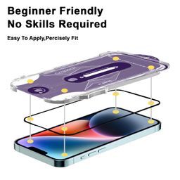 Czartech [Auto Align Quick Fix Tempered Glass Screen Protector for iPhone 13 | iPhone 14 | iPhone 13 Pro Full Screen Coverage Edge to Edge 9H HD Glass with Easy Installation Kit. image 2
