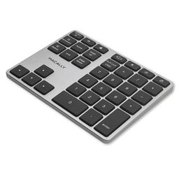 Macally Bluetooth Number Pad for Laptop - Slim Aluminum Design - Rechargeable Wireless Numeric Keypad - 35 Key Numpad Keyboard for Data Entry - for MacBook, iPad, iPhone, iOS, PC, Android - Space Gray image 1