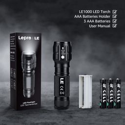 Dotcom Lighting Ever LE Adjustable Focus LED Flashlight Super Bright Batteries Included, 140 Lumen image 5