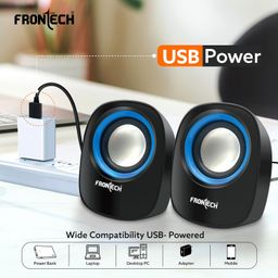 FRONTECH Premium 2.0 Channel USB Powered Speakers - 1.5W x 2 Output, AUX Input, Foam Edge, 1-Year Warranty (SPK-0003-Blue) image 3