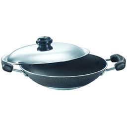 Prestige Omega Select Plus Non-Stick Deep Appachetty with Lid | Black | 20 cm | Residue Free | Scratch Resistant | Comfortable Grip | Spoon Friendly image 1