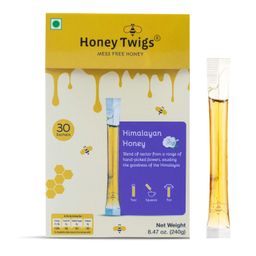 Honey Twigs Himalayan Multiflora Honey |Pure Honey, 240gms (30 Single Sachets) |Grade A Himalayan Honey - Traceable Source | Zero Additives | Zero Added Sugar |Immunity Booster|Tear Squeze Eat image 1
