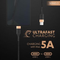 Duracell Usb Type C To Type C 5A(100W) Braided Sync& Charging Cable,Compatible With Mobile,Laptop,Tablets&Macbook,3.9 Feet(1.2M) Supports Pd&Qc 3.0 Charging,5 Gbps Data Transmission,Black image 2