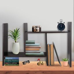 Wooden Cave Versatile Bookshelf for Home Decor, Tabletop Storage Unit with Adjustable Feature, Engineered Wood Wenge Finish image 1