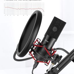Fifine USB Gaming Microphone Set with Flexible Arm Stand Pop Filter, Plug and Play with PC Desktop Laptop Computer, Streaming Podcast Mic Kit for Home Studio (T732), Black image 2