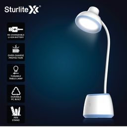 Sturlite Tozo 6W Rechargeable LED Table Lamp| (3 in 1) Dimmable Light| (4-6) Hrs Charging Time & (3-28) Hrs Li-ion Battery Backup Desk Lamp| Included Type-B Charging Cable with Adjustable Neck image 3