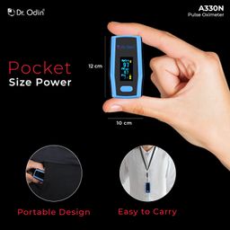 Dr. Odin A330N Pulse Oximeter with Quick Heart Rate and Oxygen Monitoring, OLED Display, Flex Finger Grip, Vibrant OLED (Black & Blue) image 5