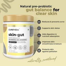 Cureveda SkinGut Pre & Probiotic Powder for Clear Skin | Supports Acne Control | Gut Health| Skin Detox | Plant-Based Formula with Antioxidants | No Added Sugar & Artificial Flavour(150 gm) image 4