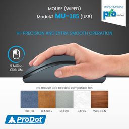 ProDot Comfy Plug & Play Ergonomic Wired Mouse I High Resolution 1000 DPI Optical Sensor I 5M Key Press Life & Clickable Scroll Wheel I 1 Year Warranty I Compatible with Windows, iOS, Linux image 3