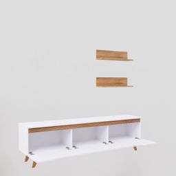 SPYDER CRAFT Matte Finish M5 Tv Unit with Wall Shelf Tv Stand with Bookshelf Wall Mounted with Shelf Modern Leg 180 Cm Basket Walnut Color: Brown || Assembly -DIY (Do-It-Yourself) image 3