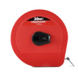 FREEMANS 30m:13 mm Fibra Fibreglass Measuring Tape - 30m/100ft With Unbreakable ABS Case || Durable Winding Mechanism Handle and Steel End Hook || Red Color image 1