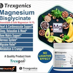 Trexgenics MAGNESIUM BISGLYCINATE POWDER provides a highly bioavialble form of Magnesium, No Laxative effect, added benefits of the amino acid Glycine (Pack of 1) image 3