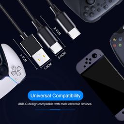 RYAP 2 in 1 Charge Cable Alnum Alloy Shell Quick Safe Charge Replaent for PS5 Controller image 4
