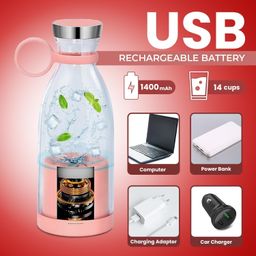 PurelyCart USB Rechargeable Mini Juicer Blender, Portable Juicer Bottle, Electric Fruit Juice Maker Machine, Personal Size Juicer Bottle Blender Grinder Mixer for Juices, Shakes and Smoothies 1PC image 3