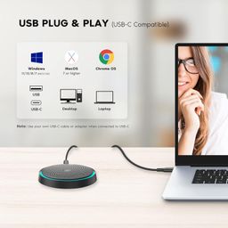 The AutoStory USB Conference Room Microphone, 360° Omnidirectional Pickup Upto 10 Feet, Easy Plug & Play, One Key Mute, Windows Mac Compatible use to Call, Record, Podcast & Meetings (Button Mute) image 3