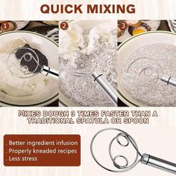 generic JAKES Atta Kneader Dough Maker with Stainless Steel Food Processor Roti Atta Blender Beater Manual Flour Mixer for Egg, Bread, Cake, Pastry, Pizza Dough image 4