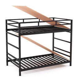 ziaula Single Size Metal Bunk Bed,2-Step Iron Bunk Bed,Space Saving Design,Ideal for all ages,Durable Mild Steel Frame With Pre-attached MDF Board,Easy to assemble (Delivery Condition - Do it Your Self) image 3