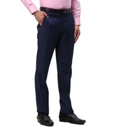 park avenue Men's Structure Pattern Polyester Blend Flat Front Regular Fit Formal Trouser image 2