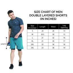 chkokko Double Layered Gym Shorts for Men Workout | Compression Inner Layer with Pockets Across Inner Outer and Back | Dry Fit Sports Athletic wear for Running Jogging or Training image 2
