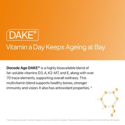 Decode Age DAKE® Supplement, Supports Vision, Immunity, Bone, Heart and Skin Health, Vitamin D3, K2 (MK7), A & E 30 Veg Capsules image 4