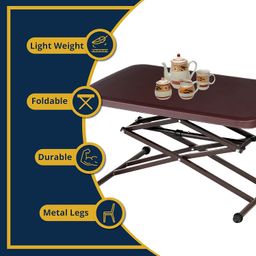 oaknest unboxing furniture Oaknest Supreme Scissor 3 Layer Hight-Adjustable Muli-Purpose Utility Table Use for Work from Home (WHF), Study, Dining and Outdoor (Color: Globus Brown | Warranty : 6 Months) image 4