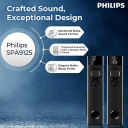 Philips Audio SPA9125 2.0CH 130W Multimedia Tower Speakers with Wireless Microphone,Multi-Connectivity Option with Supporting USB, AUX, FM,Mic & Thumping Bass with Karaoke(Black) image 4