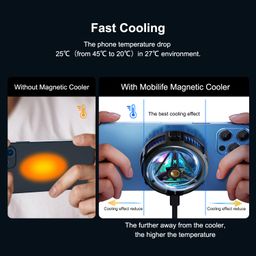 MOBILIFE Magnetic Mobile Cooler, Semiconductor Technology Phone Cooler for iPhone 12/13/14/15/16, 3 Cooling Modes, LCD Display,1/4" Screw Hole, Instant Gaming Fan for iPhone, iPad and Android (Black) image 3