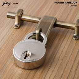 godrej locking solutions and systems Godrej Locks I Navtal 7 Levers 65Mm I with 3 Keys I Padlock for Main Door I Gate Lock I Lock for Tool Box,Shutters,Shops & Offices I Corression Resistant Shackle I Silver Finish (Pack of 3) - Metal image 2